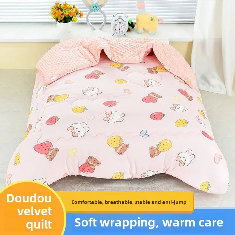 Thickened Warm Baby Blanket Spring Autumn Cartoon Print Four Seasons Bean Flannel Blanket for Newborns And Infants
