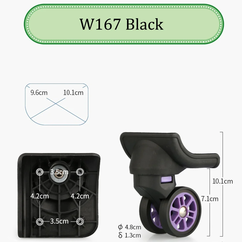 W167 Black Universal Wheel Trolley Case Wheel Replacement Luggage Pulley Sliding Casters Slient Wear-resistant Smooth Repair