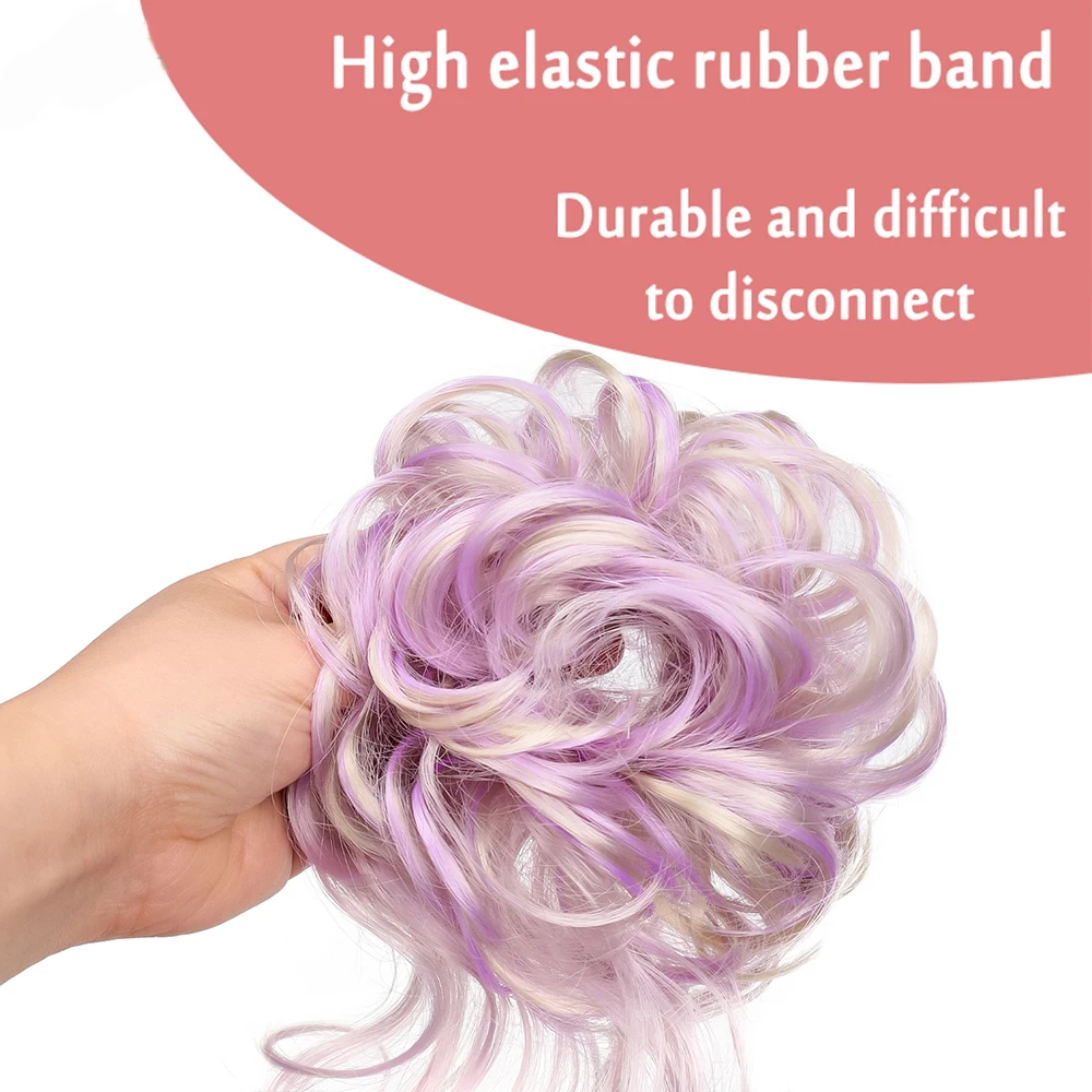 Superior sense Synthetic Wig Chignon Hair Bun Women's Natural Curly Messy With Rubber Band Hairpieces Extensions Pink Red Black