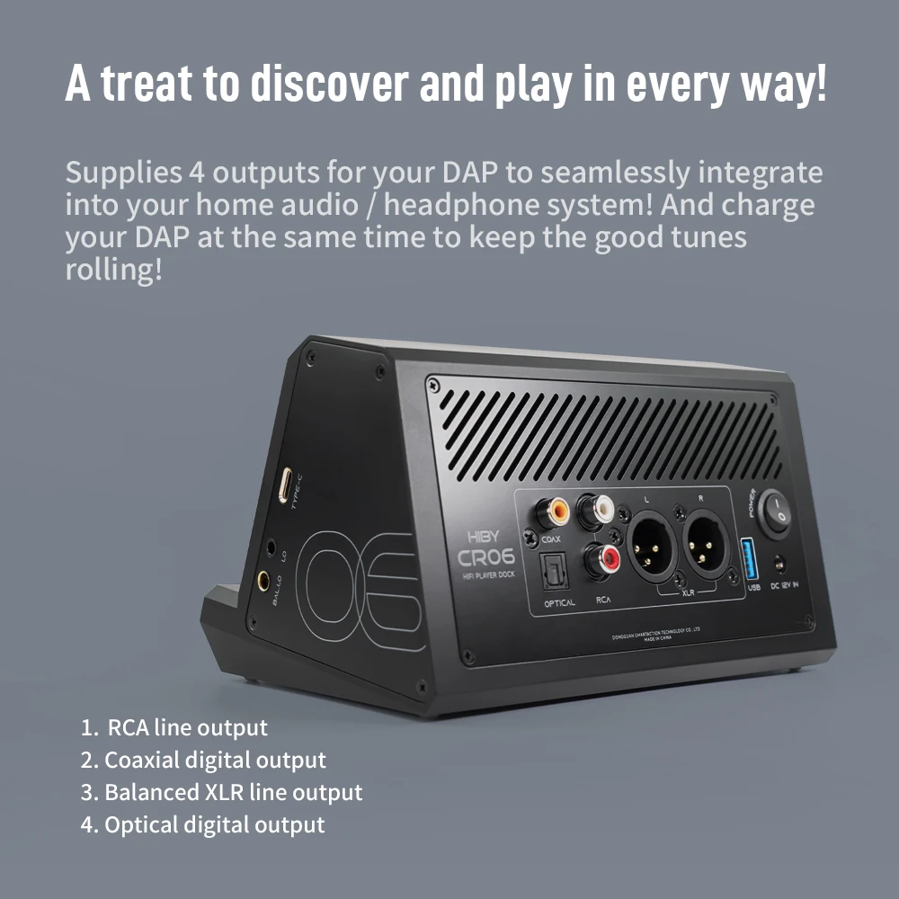HiBy CR06 HiFi Digital Audio Player Dock For DAPs Home Audio Headphone System Desktop Amplification 4 Outputs 3.5/4.4mm Input music player mini media player