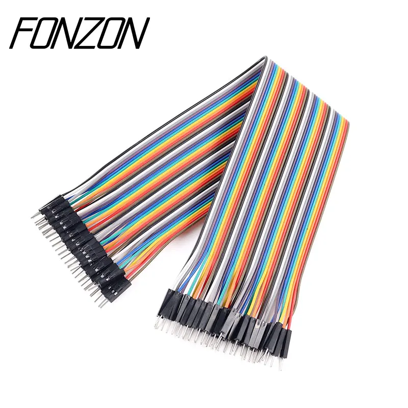 Assorted Multicolored Jumper Wire Kit - Female to Male Dupont Ribbon Cables, 10-40cm Length Options