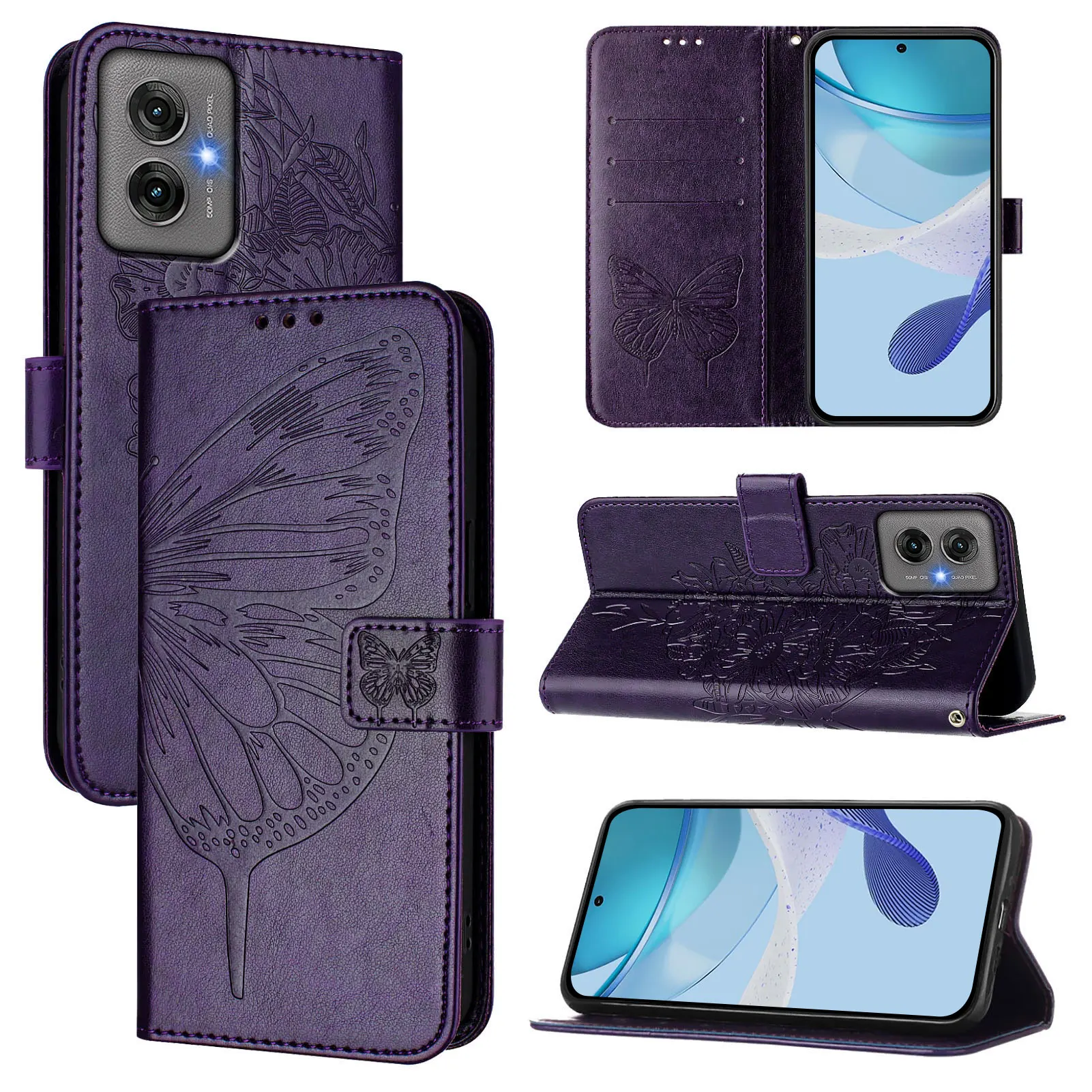 Leather Wallet Flip Case with Card Slots and Stand - Premium Quality Cover