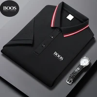 Polo d'été brodé en soie glacée pour hommes, T-Shirt à manches mi-longues, sans marquage, décontracté, fin et respirant 3
