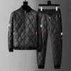 Mens Y2k Suit Autumn Winter Thick Warm Cold-Proof Suit Windproof Fashion Brand High Collar Cotton Coat Trousers Two-Piece Suit 2