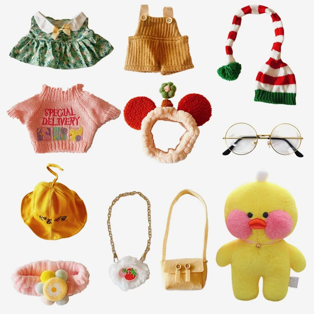 3 pçs roupas de pato 30cm lalafanfan pato kawaii dos desenhos animados  brinquedo de pelúcia acessórios da boneca animal macio brinquedos das  crianças presente de aniversário - AliExpress