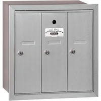 3503ARU Recessed Mounted Vertical Mailbox with 3 Doors and USPS Access, Aluminum 1