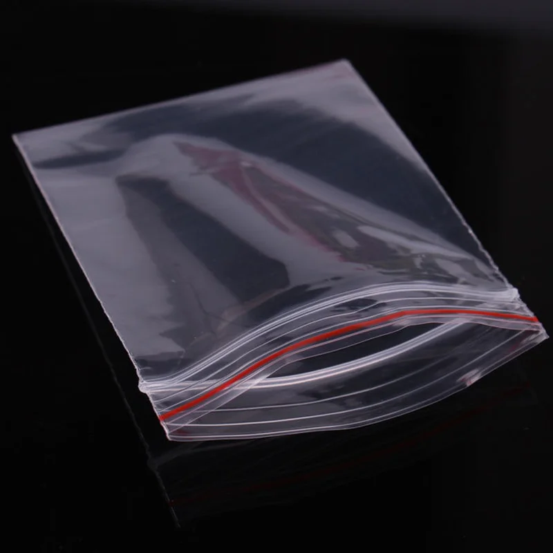 100pcs 지퍼 잠금 플라스틱 재사용 가능한 투명 지퍼 자체 밀봉 식품 보존 보관 가방 보석 포장 가방