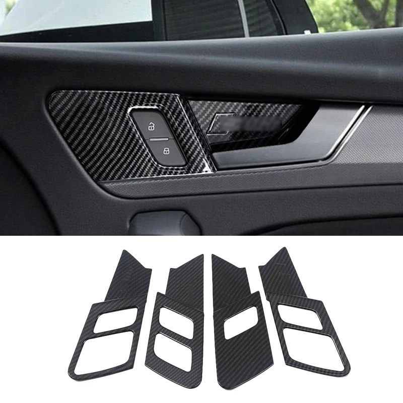 For Audi Q5 FY 2018 2019 2020 2021 Car Styling Interior Door Window Handle Panel Strips Cover Trim Carbon Fiber ABS 3