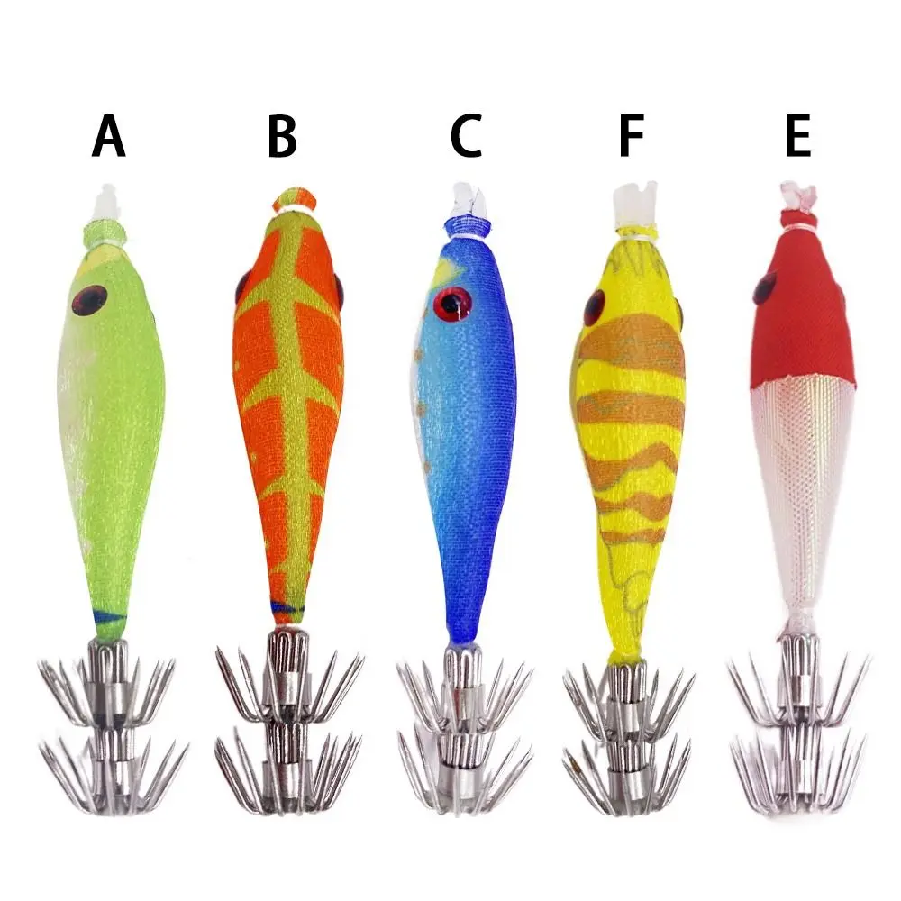 2pcs 68mm 4g Fishing Lure Artificial Squid Hook Jigs Noctilucent Squid Cuttlefish Jigs Lures Spinnerbait Wood Shrimp Sea Fishing