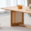 Modern Boho Imitation Rattan Coffee Table for Living Room Minimalist Style Rectangular Solid Wood Coffee Tea Table 3