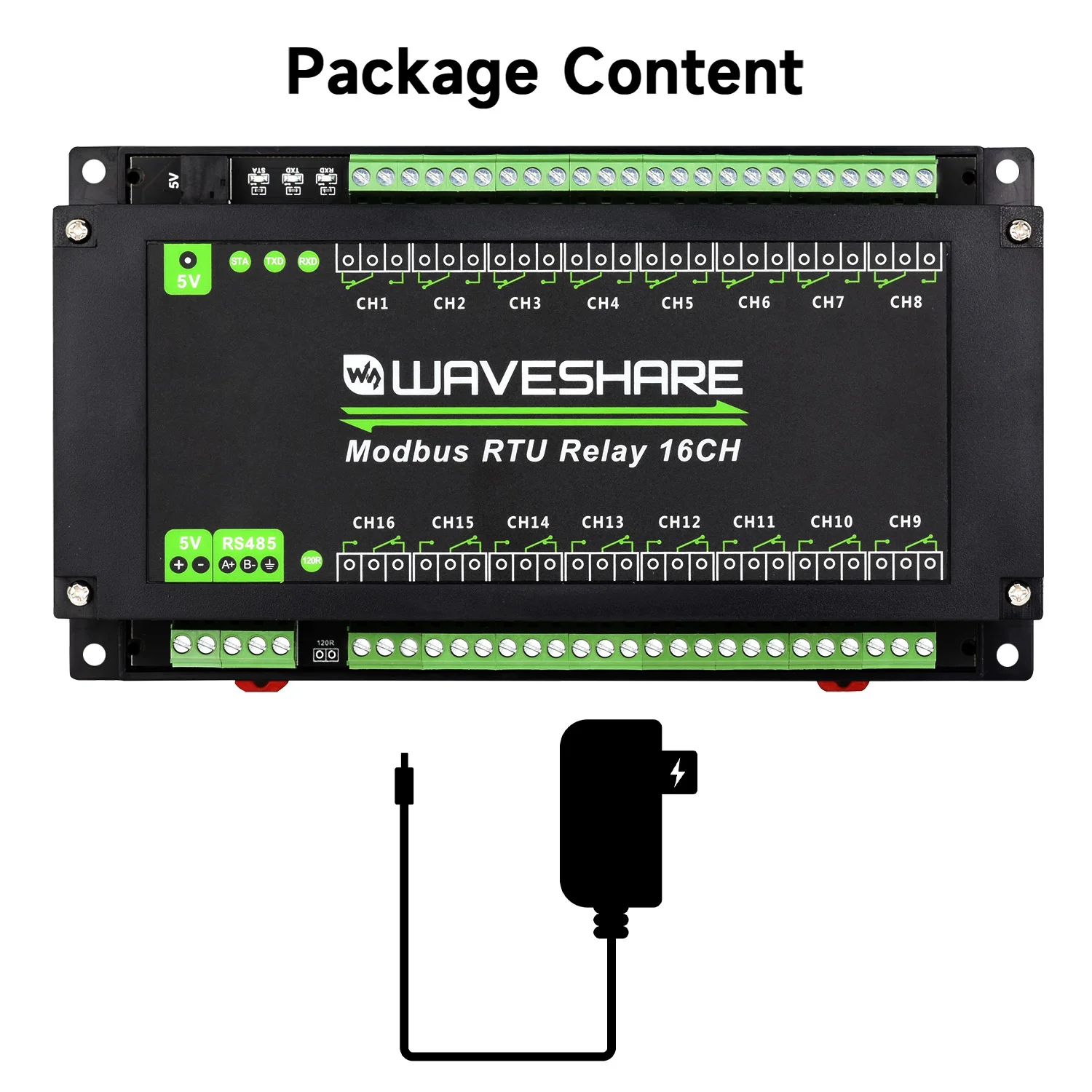 Waveshare Modbus RTU 릴레이 모듈, RS485 인터페이스, 다중 절연 보호 회로 포함, 16-Ch
