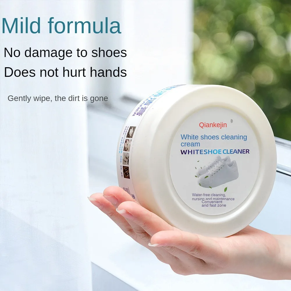 120g White Shoes Cleaning Cream With Sponge Shoes Stain Removal For Leather Canvas Sports Sneakers Maintenance Tools