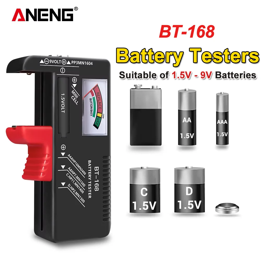 ANENG BT-168 Universal Button Cell Lithium Capacity AAA AA Button Cell battery tester lithium battery tester Detector Quickly Check Battery level