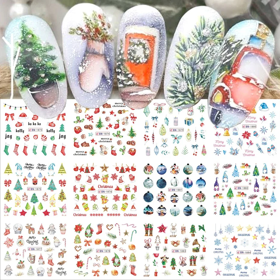 12 Blatt Schneeflocken-Nagelaufkleber – 3D Weihnachts-Motive Für Maniküre & Nageldesign