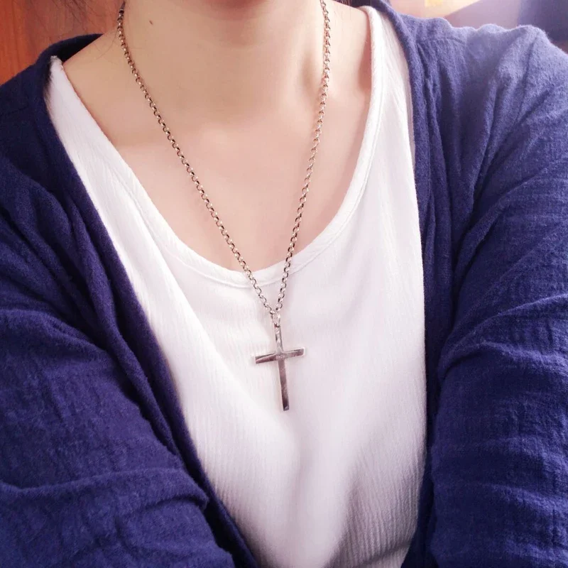 Silver Pendant 925 Sterling Silver 4mm 45.5*28.7mm Cross For Men Women