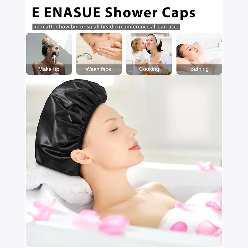 Reusable 3-Layer Waterproof Shower Cap | Extra Large | Adjustable Womens Cap | Perfect for Girls Ajdustable bonnet Bonnet Bonet 3