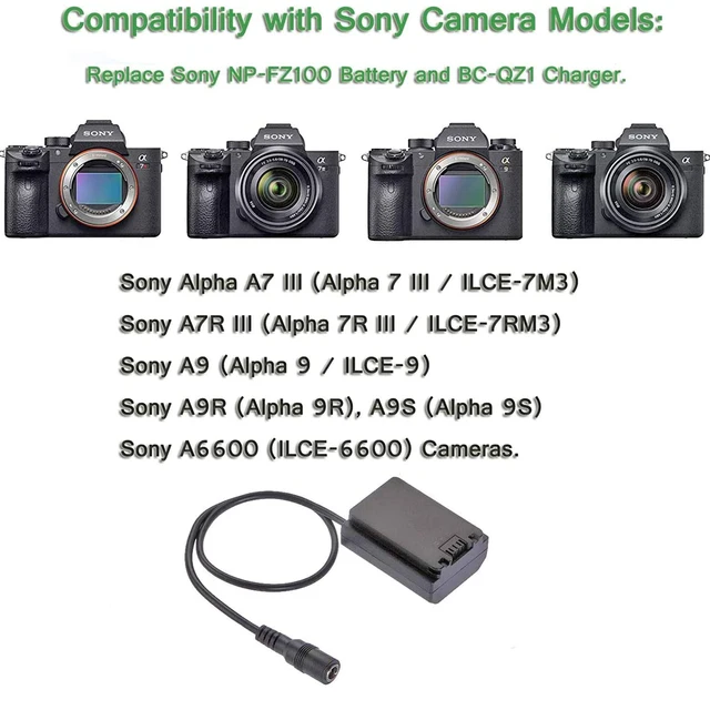 Alimentatore AC Per Sony NP-FZ100 - Batteria Fittizia E Caricabatterie Per A7M3, A9, A7R III - Foto 13