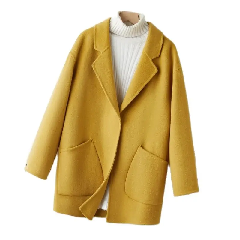 2023 Fashion Short Women's Coat Autumn and Winter New Pure Wool Woolen Top Loose High-End Elegant Women's Clothing All-Matching