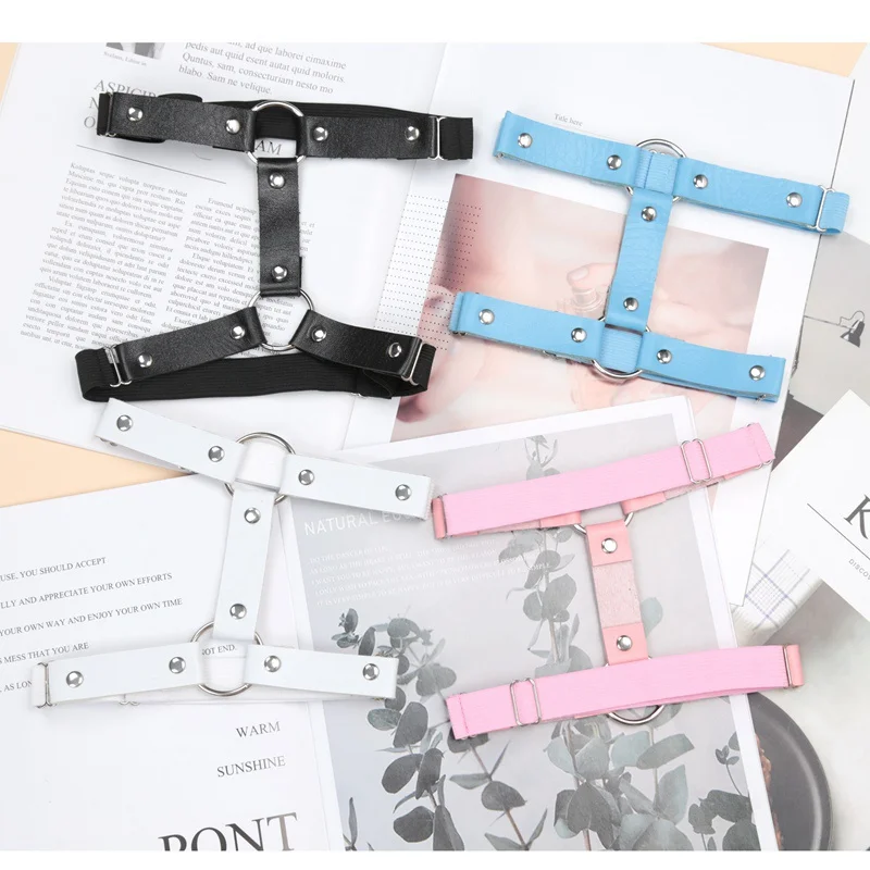 Women Girls Sexy Garter Goth Belt Harajuku Punk Gothic PU Leather Leg Rock Sexy Elastic Stockings Lingerie Clothing Accessories