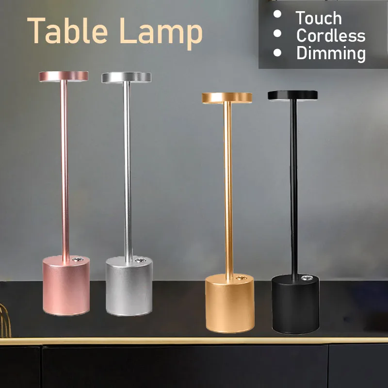 Retro Bar Metal Table Lamp Cordless Touch Desk Lamp USB Charging Night Light Portable Bedside Lamp for Hotel/Restaurant/Bedroom