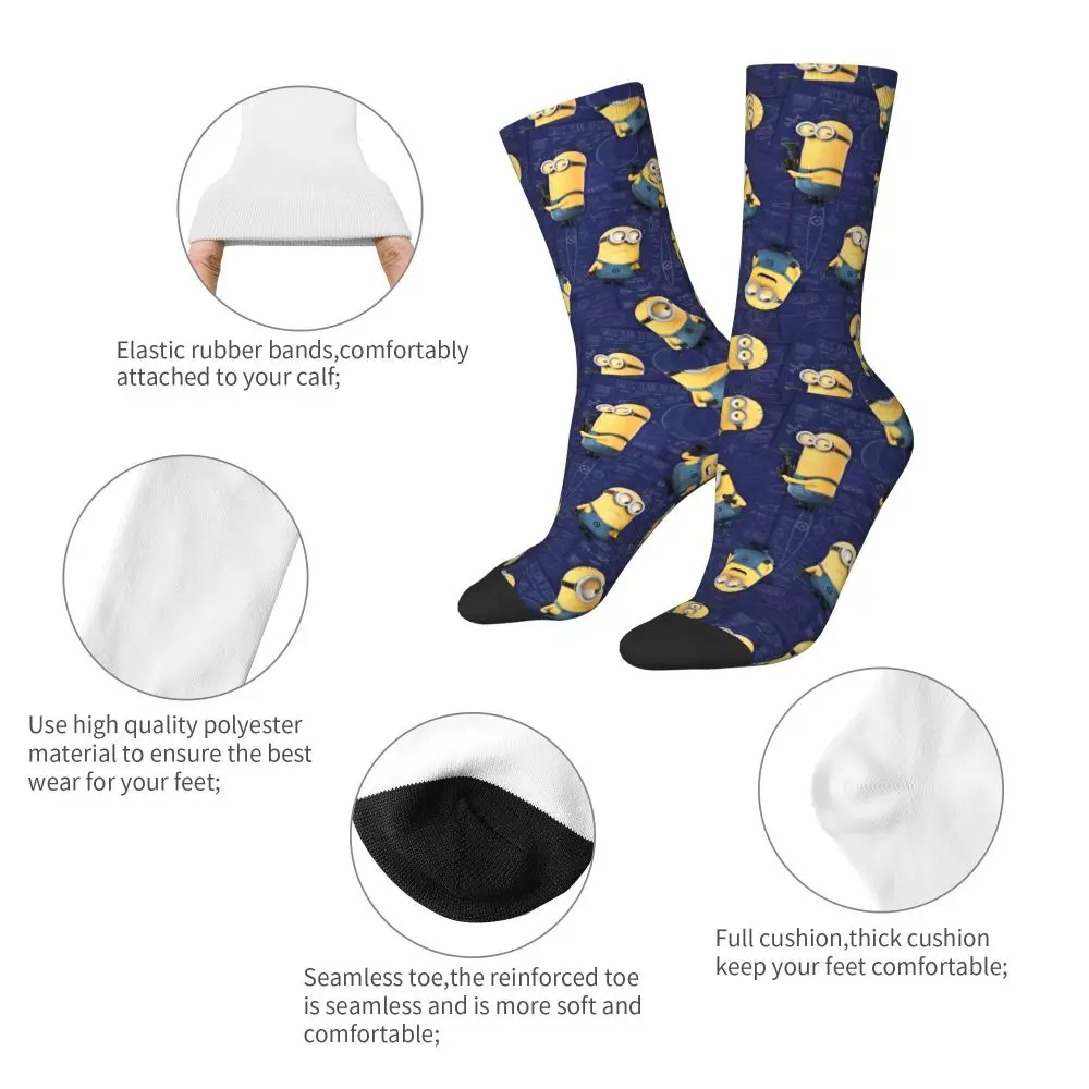 Custom Cool Print M- Minions Cartoon Socks for Women Men Stretchy Summer Autumn Winter M- Minions Bananas Crew Socks 196 S532672ca61b448928d80ef61fa47a564f