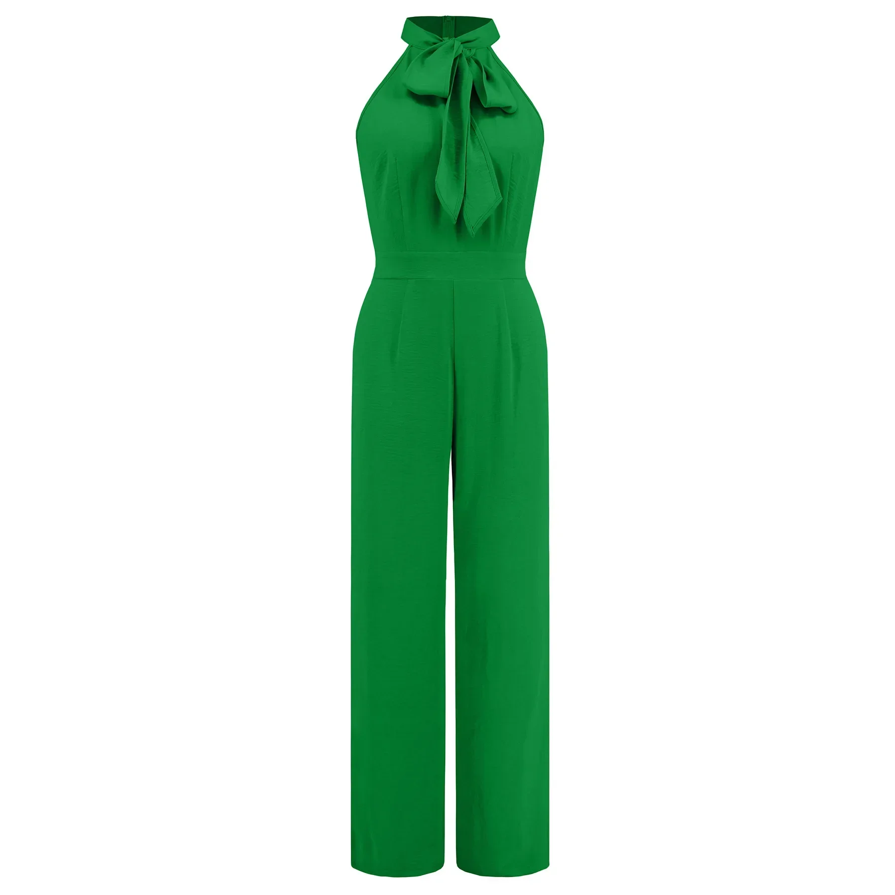 Fashionable summer hot selling sexy slim fit temperament jumpsuit sleeveless stand up collar bow straight leg pants