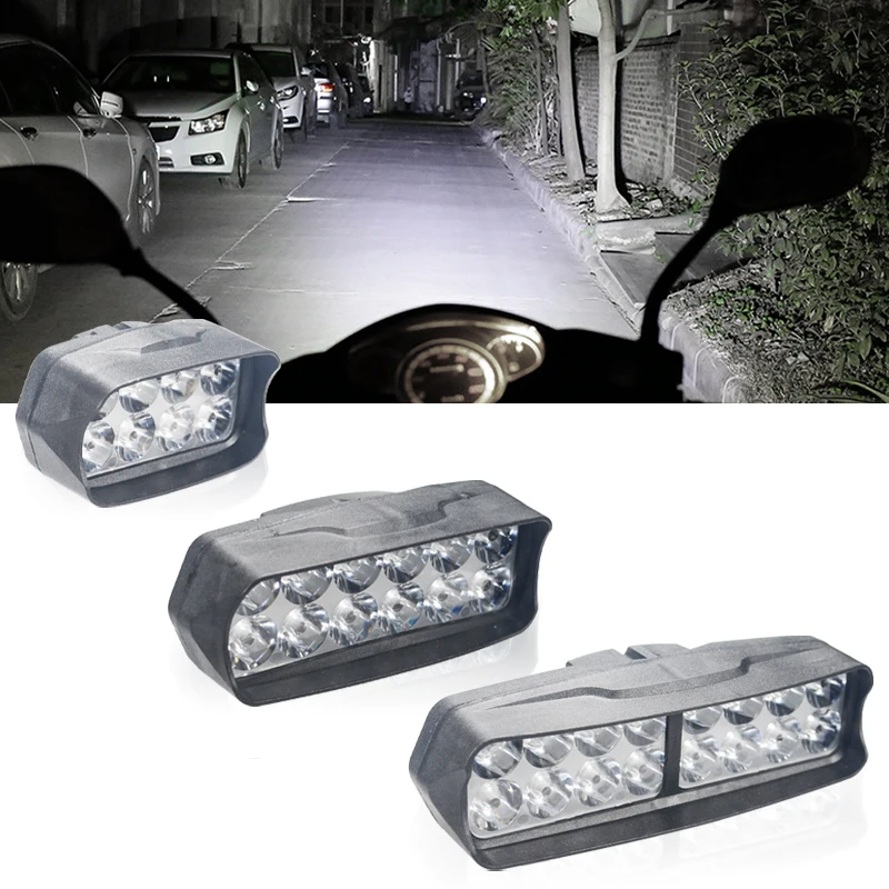 1Pcs 8/12/16 Led Motorcycle Lights External Auxiliary Lamp Motorbike High Bright DRL Driving Light Work Light White 12V