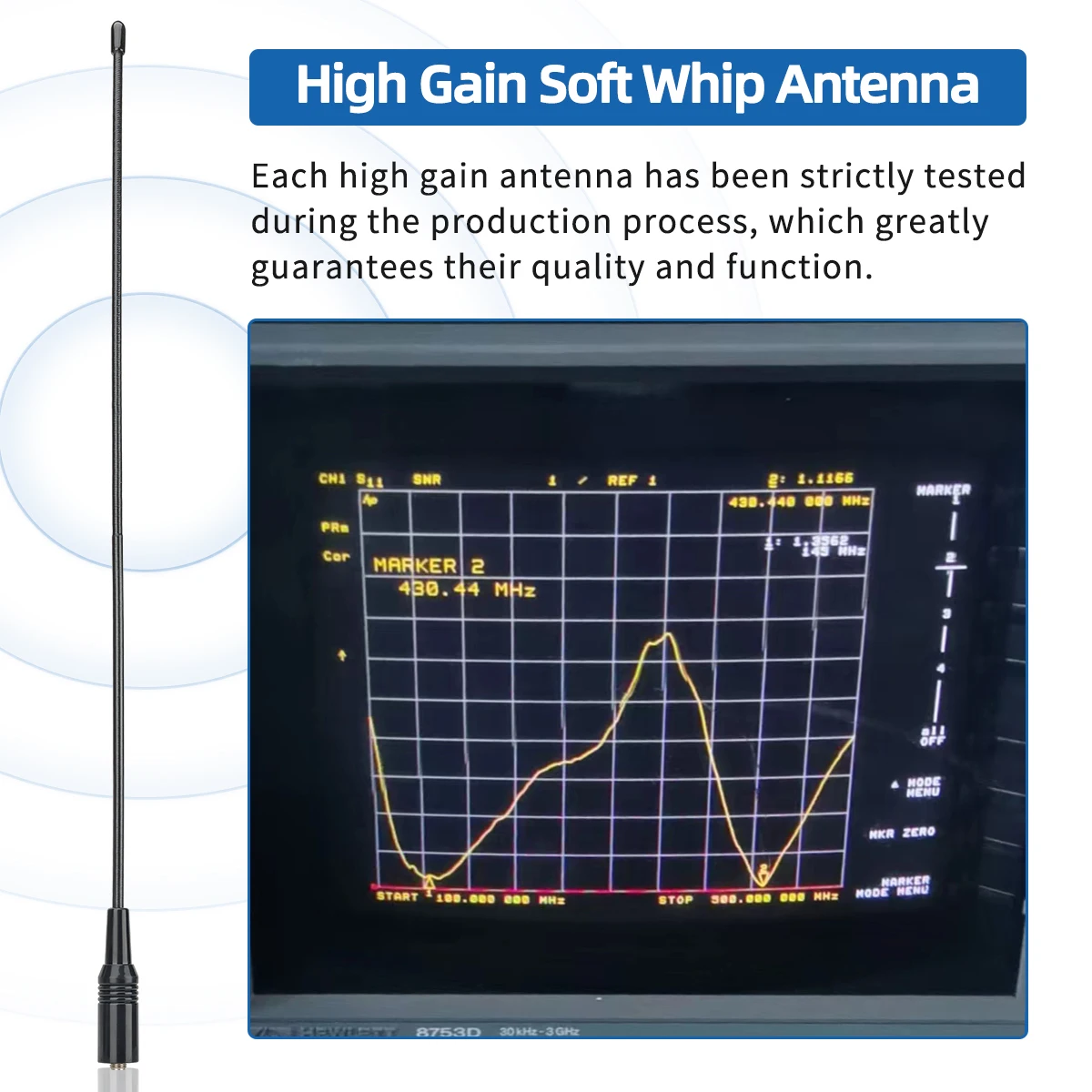 Tri-Band VHF/UHF Walkie Talkie Antenna - SMA Female/Male
