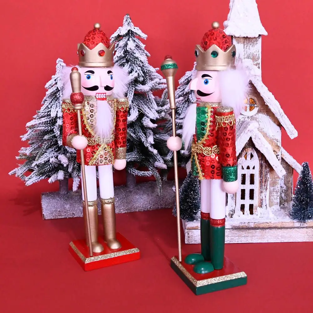 

Wooden Christmas Nutcracker Soldier Doll Vintage Puppet Creative Sparkling Handicrafts Gift Christmas Decorations Home Ornament
