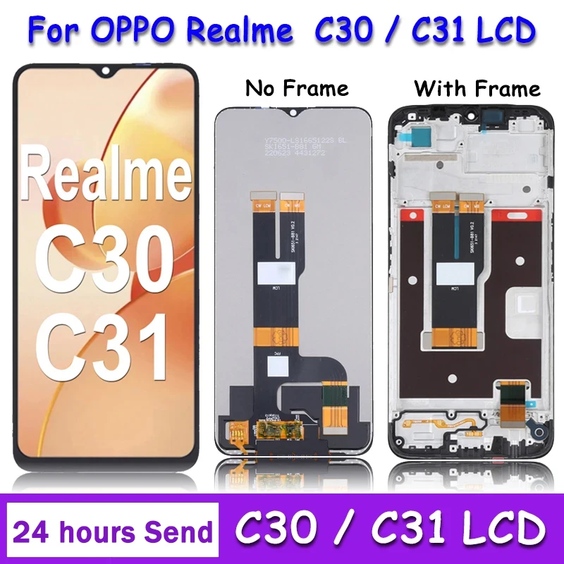 

6.5" Original For OPPO Realme C30 LCD RMX3581 LCD Display Screen Touch Panel Digitizer For Realme C31 LCD Frame RMX3501 Display