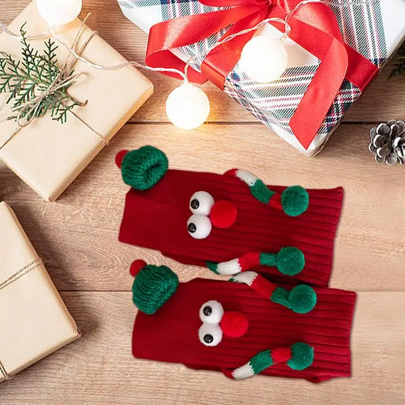 Cute Magnet Socks Elastic Soft Cartoon Hand Socks Holiday Gift Comfortable Funny Christmas Supplies Gift For Winter Valentine's christmas stockings