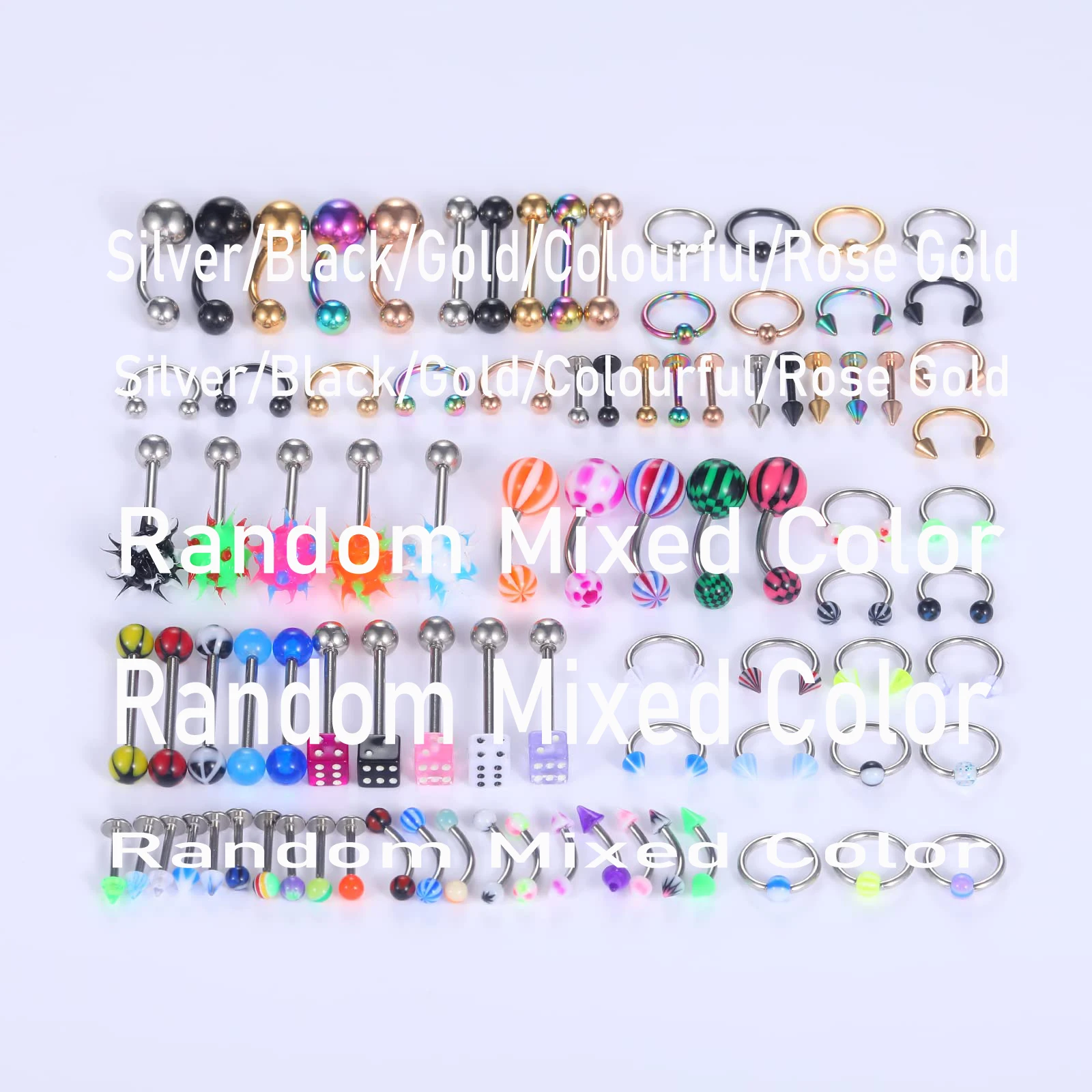 Lot De 14 Piercings Nez Fer à Cheval En Acier Inoxydable - Tailles 6 à 14 Mm - Pour Septum, Sourcils, Lèvres - Homme Et Femme - 8
