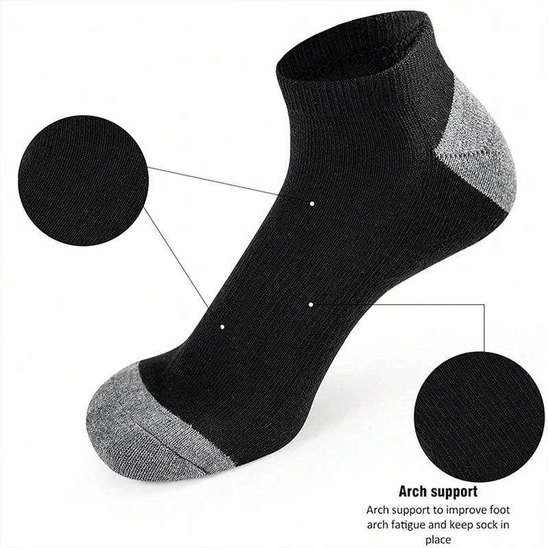 5 Pairs Ankle Running Socks Men Solid Sweat Absorbing Short Socks Comfortable Breathable Low Cut Sport Socks