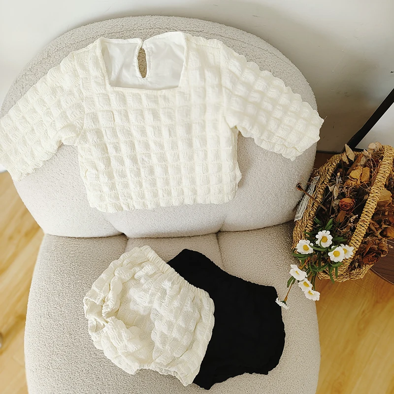 Baby Girl Korean Spring Set Baby Bloomers Top Sets Baby Clothes