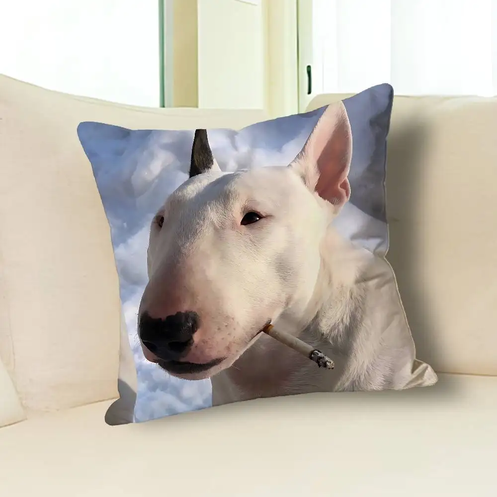 Kissenbezüge mit lustigem Bullterrier-Hund für Schlafzimmer, Wohnzimmer, Sofa, Heimdekoration, Polyester-Kissenbezug mit Reißverschluss – Detail 11