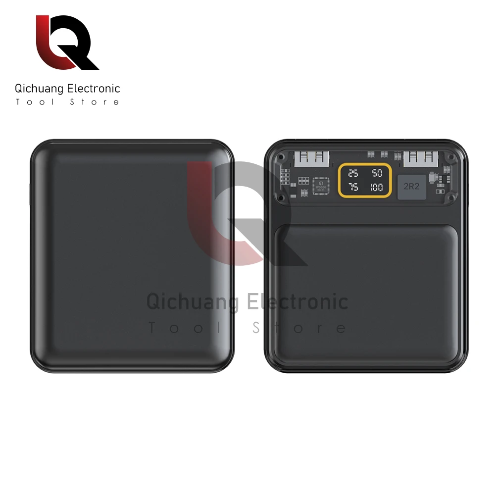 Güç banka pil çift USB pil paketi dijital ekran Mini 3 18650 piller şeffaf ekran güç bankası Xiaomi Lphone