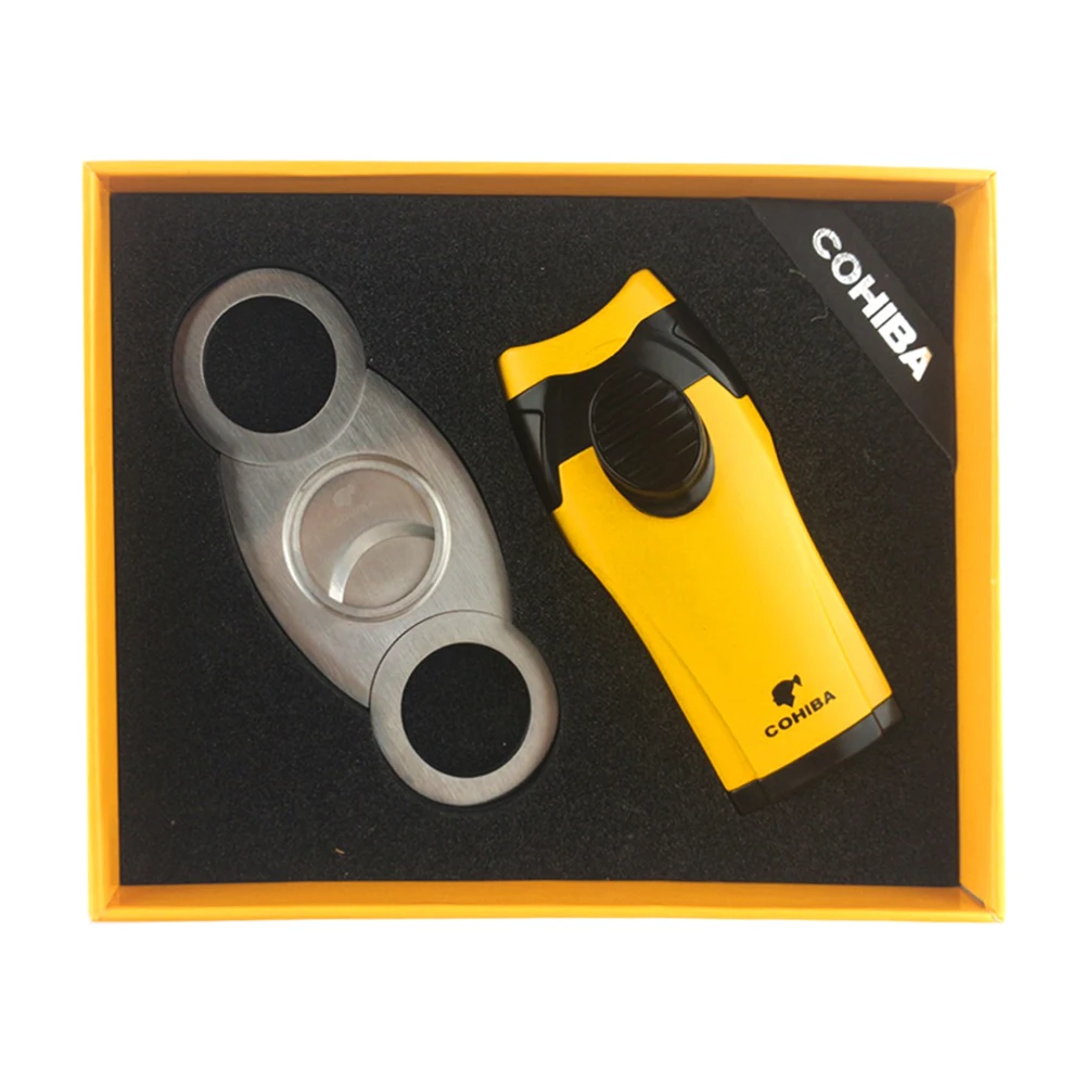Зажигалка для сигар и резак COHIBA комбинированная ветрозащитная зафонарь Галка