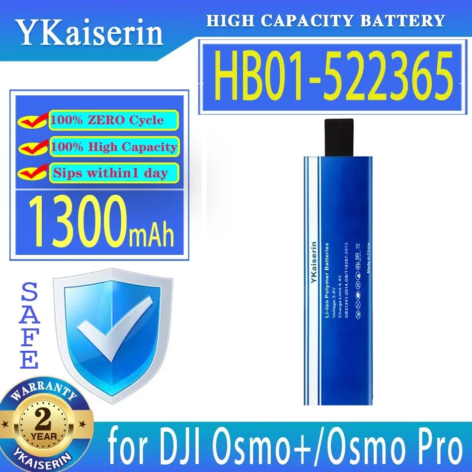 

YKaiserin 1300mAh Battery HB01-522365 HB02-542465 for DJI Osmo +/Pro RAW/OM150 OM160 Handheld Gimbal Compatible Bateria