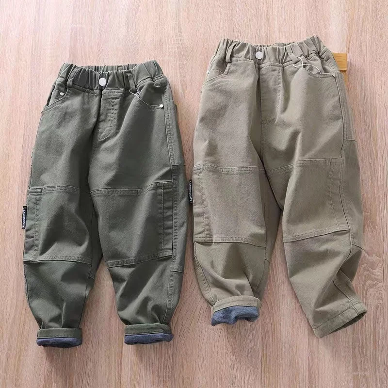 

Loose New Children's Double Layer Sandwich Pants For Boys And Babies Autumn Pants For Big Children's Leisure Pants