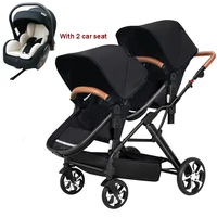 Twins Baby stroller 3in1 with car seat, double kids baby carriage, detachable sleeping basket high view  baby stroller