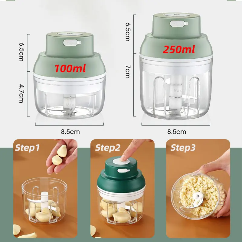 Mini Garlic Chopper, Powerful Garlic Mincer Mini Chopper Electric Food and  Onion Chopper Garlic Press Small Food Processor to Chop Fruits Vegetables