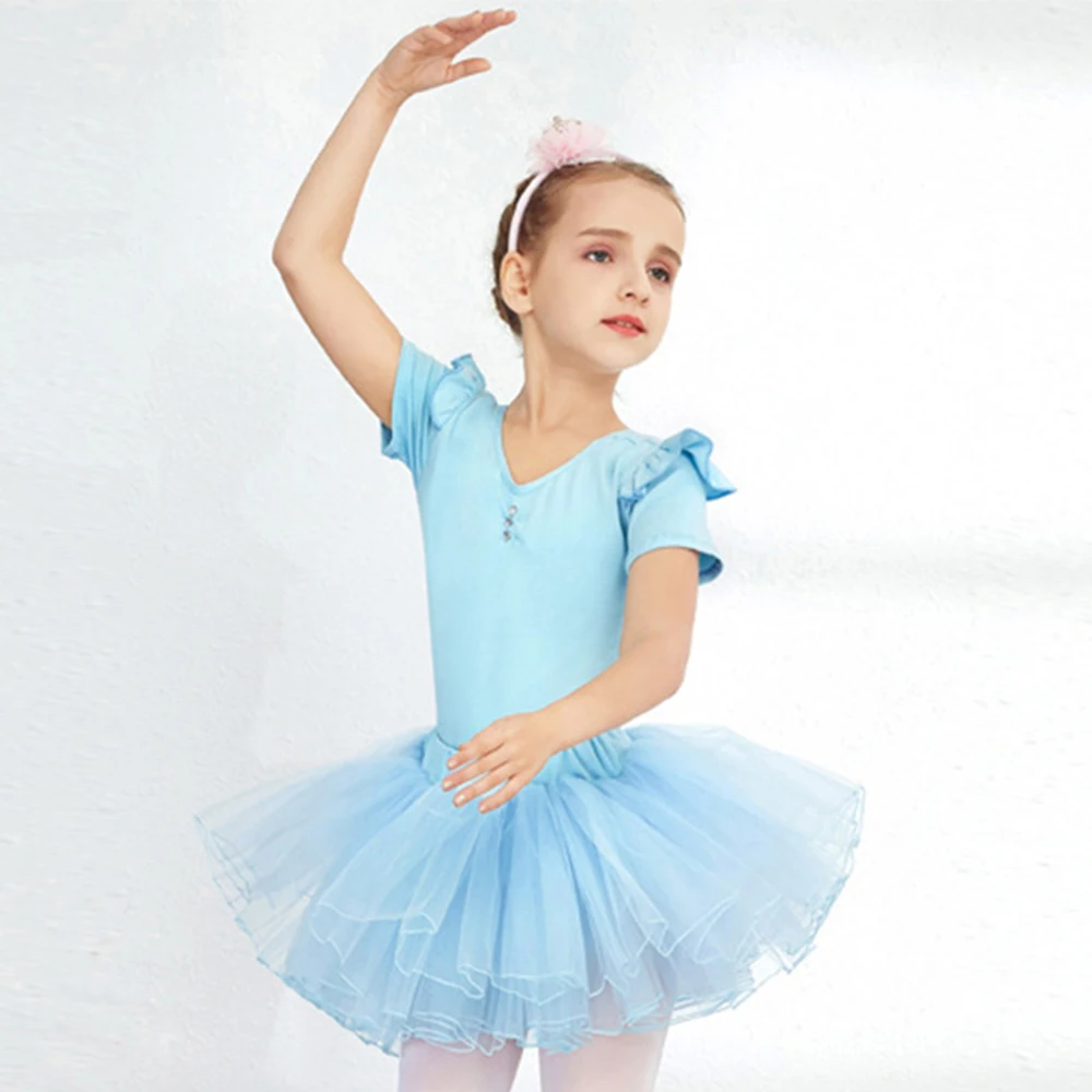 IDOPIP Justaucorps De Danse à Manches Volantées Avec Jupe Pour Fille