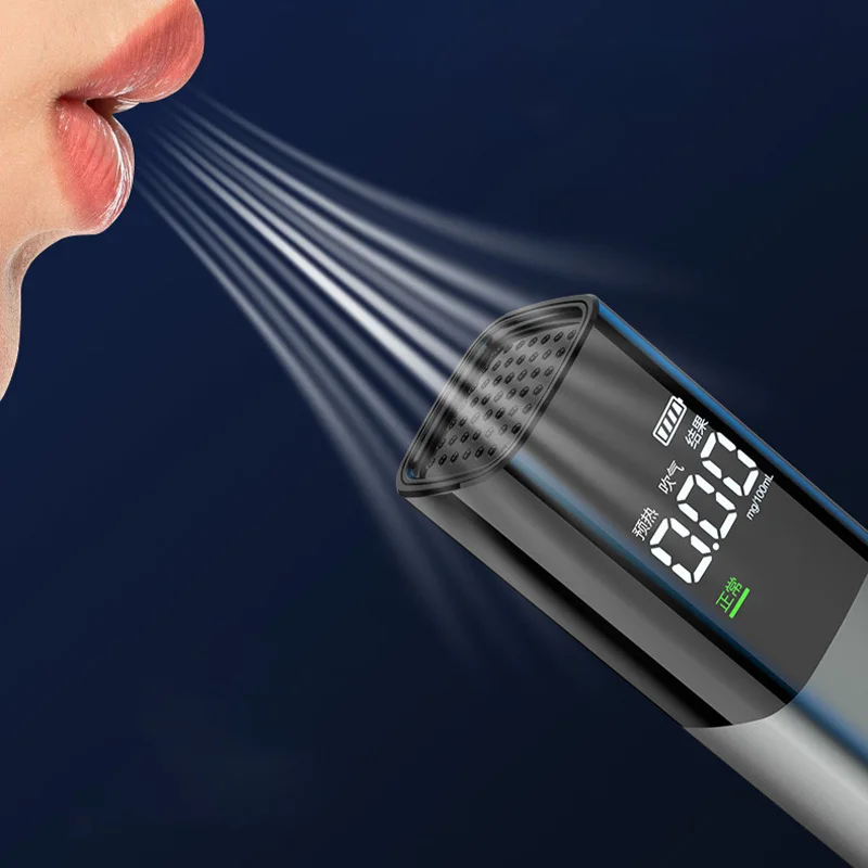 Alcohol Tester with LCD Display Portable Blow Detector Type-C Charging Breathalyzer Traffic Alcohol Tester For Drunk Driving