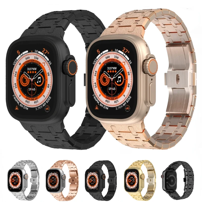 Metal Strap for Apple Watch Ultra2 Band 49mm 9 8 7 45mm Modified Stainless Steel Bracelet Wristband IWatch 6 5 4 SE2 44mm 42mm