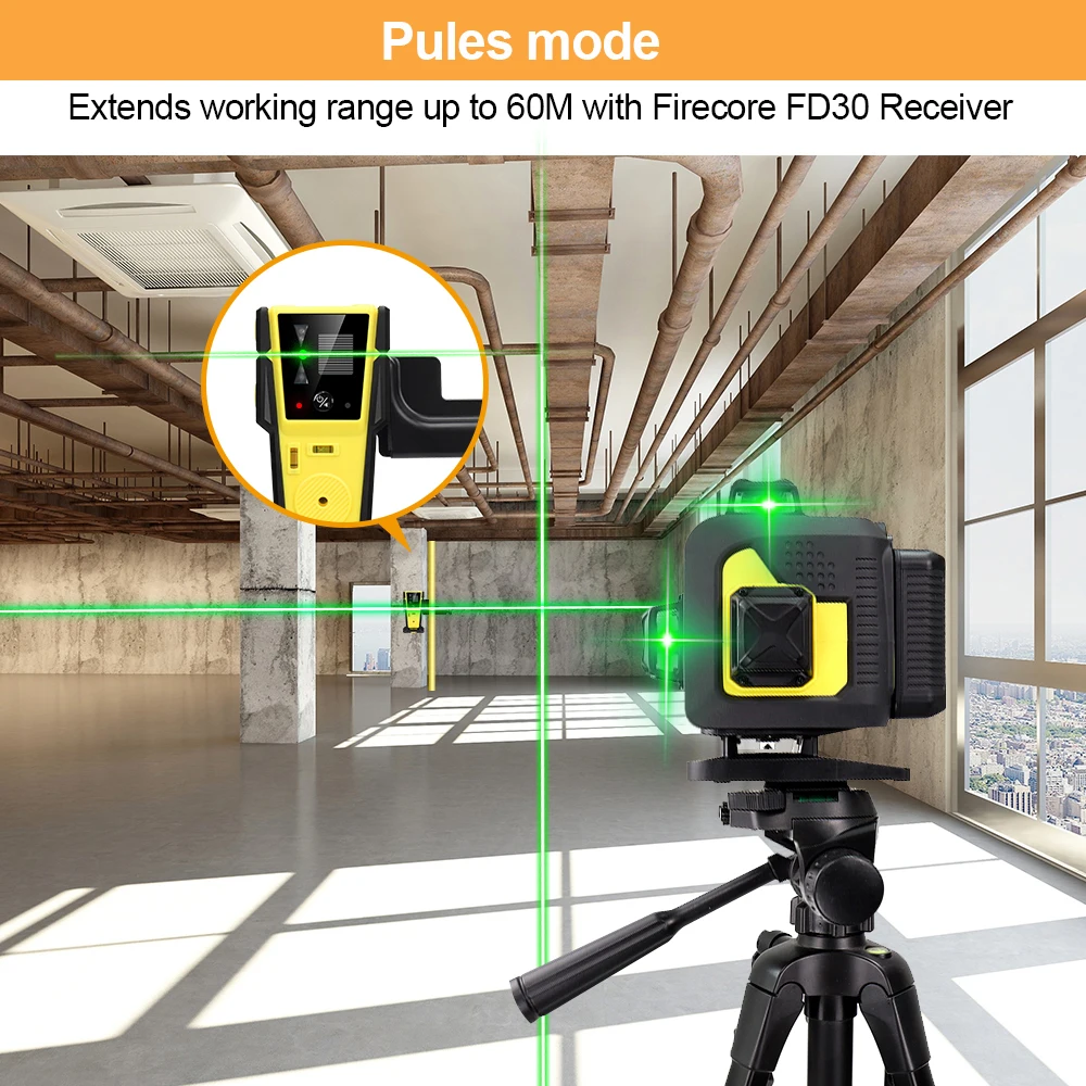 FIRECORE F504T-XG 16 lines 4D Green Laser Level 360 nivel laser Self-Leveling лазерный уровень Remote Control Support Receiver laser level