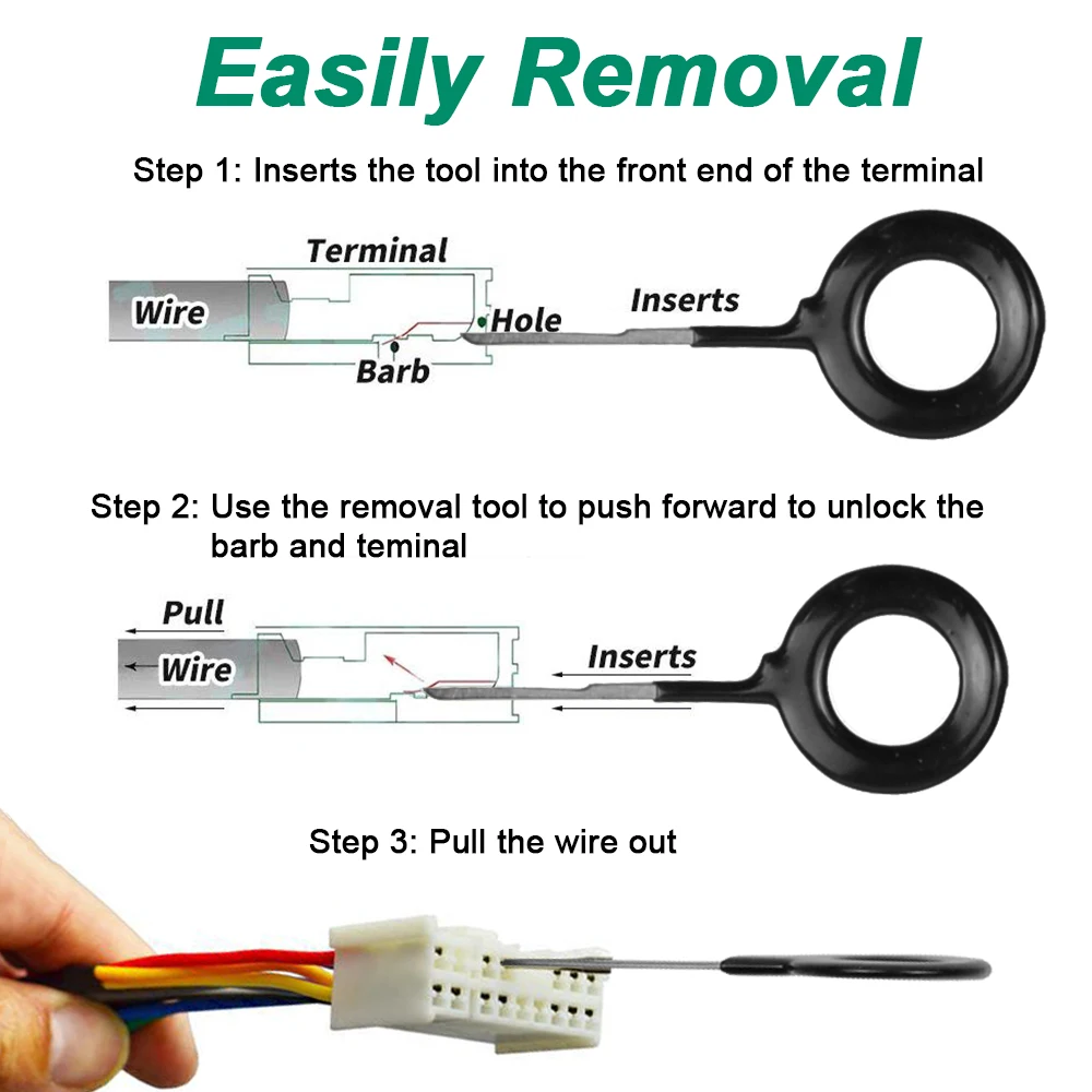 Herramienta de extracción de terminales de enchufe automotriz, conectores divididos de crimpado de cable eléctrico, Kit de Extractor de pines, llaves para reparación de automóviles