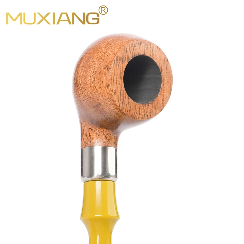 MUXIANG Solid wood tobacco pipe 9mm pipe channel classic prince type colorful mouth father's day gift smoking