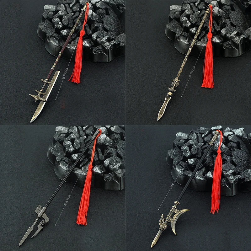 22Cm Metallo Antiche Armi Cinesi Halberd Spear Hook Falce Axe Assassins Creed Dynasty Warriors Ornament Decoration Collection