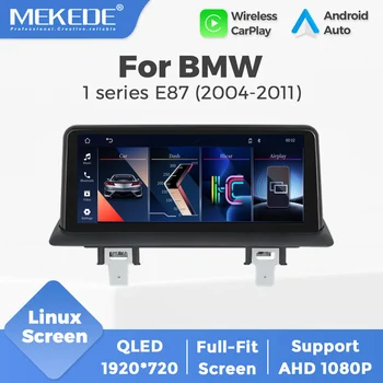 MEKEDE Sistema Multimedia Inalámbrico CarPlay Android Auto de 10.25 pulgadas para BMW Serie 1 E87 E81 E88 E87 2004-2011 1920*720 QLED Pantalla con Cámara de Visión Trasera GPS Navegación Radio para Auto 1