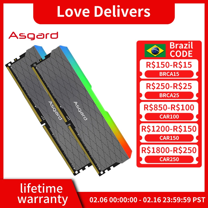 Asgard Ddr4 Ram 8 Gx2 16G 3200Mhz Rgb Ram Illuminazione Straordinaria Dual Channel Dimm Memoria Ram 1.35V Ddr4 Rgb Ram Per Desktop